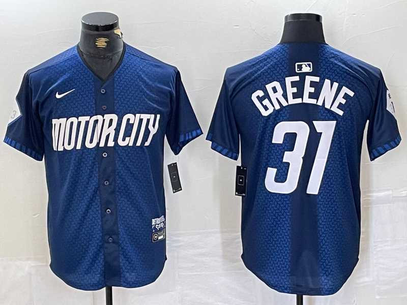 Mens Detroit Tigers #31 Riley Greene 2024 Navy City Connect Cool Base Limited Stitched Jersey->detroit tigers->MLB Jersey